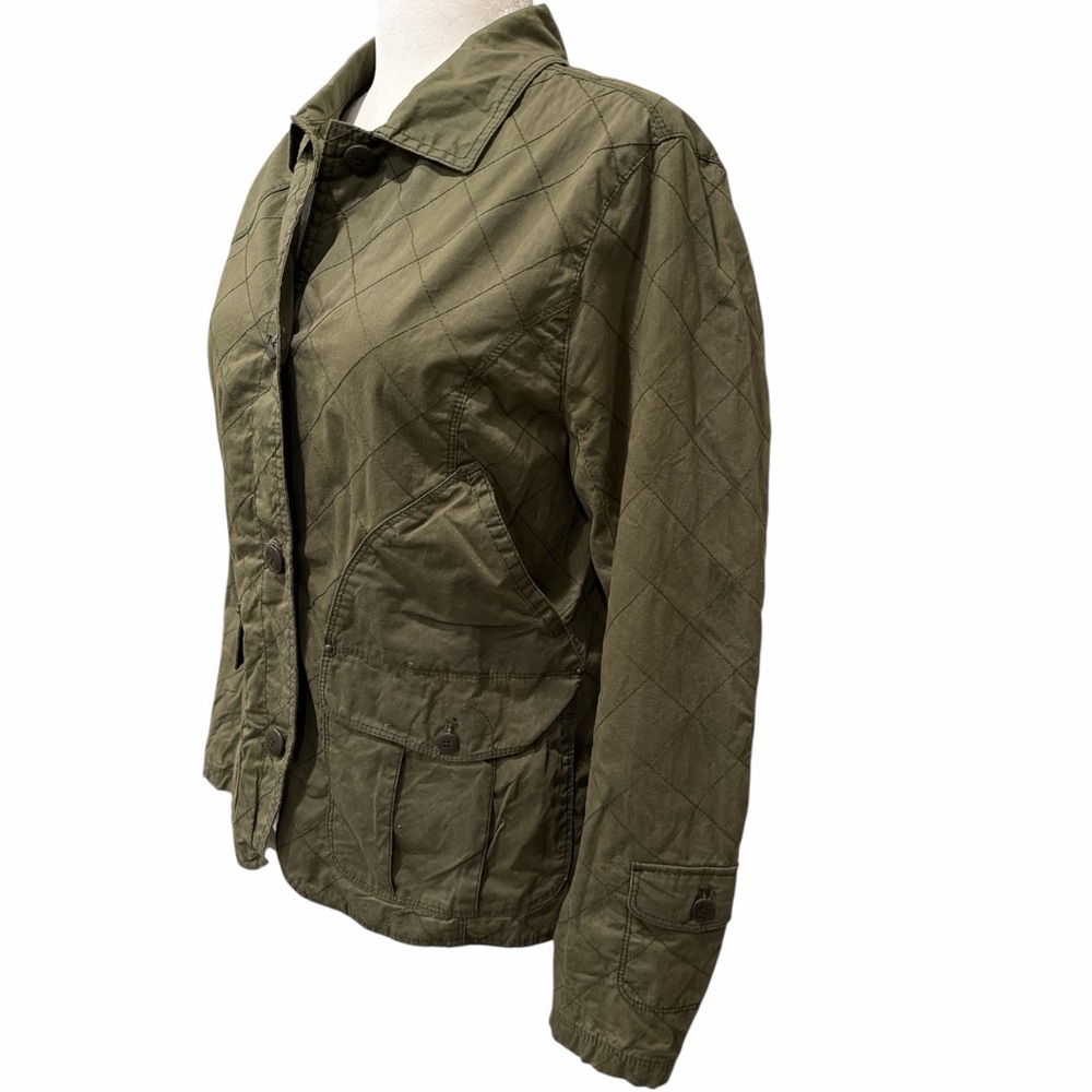 Eddie Bauer Olive Waxed Quilted Barn Jacket Utility Coat Women’s L - Picture 4 of 13